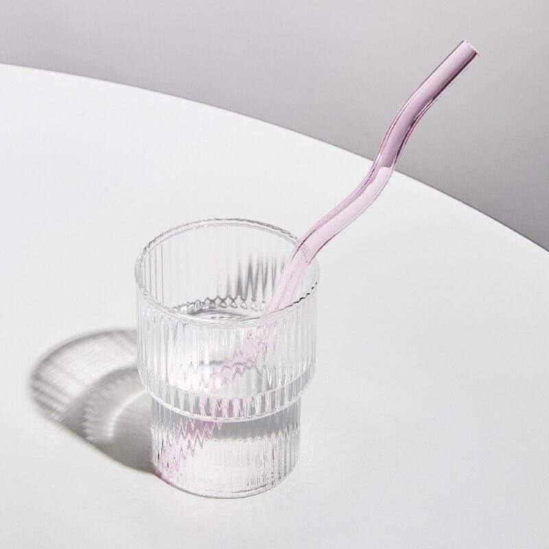 Shop 0 1PC wave pink Floriddle Artistry Glass Straws Twist Reusable Straws Heat Resistant Glass Straw Drinking Milk Tea Long Stem Glass Staw Mademoiselle Home Decor