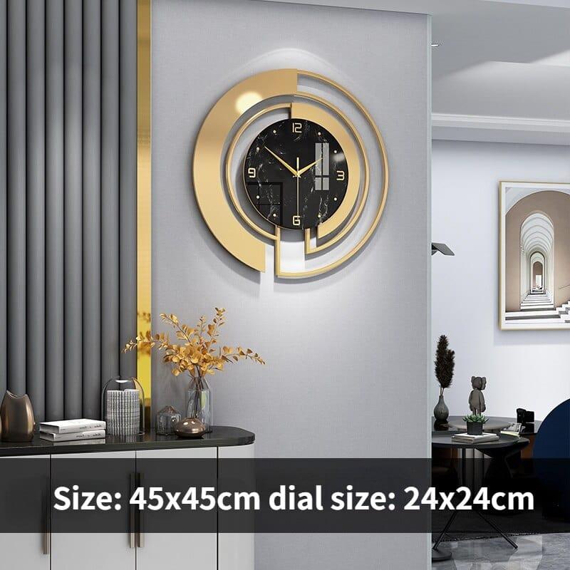 Shop 0 Black / Over 20 inches Round Wall Clock 45cm Glass Mirror Luxury Wall Clock Modern Design Metal Art Silent Clocks Hanging Watch Living Room Home Decor Mademoiselle Home Decor
