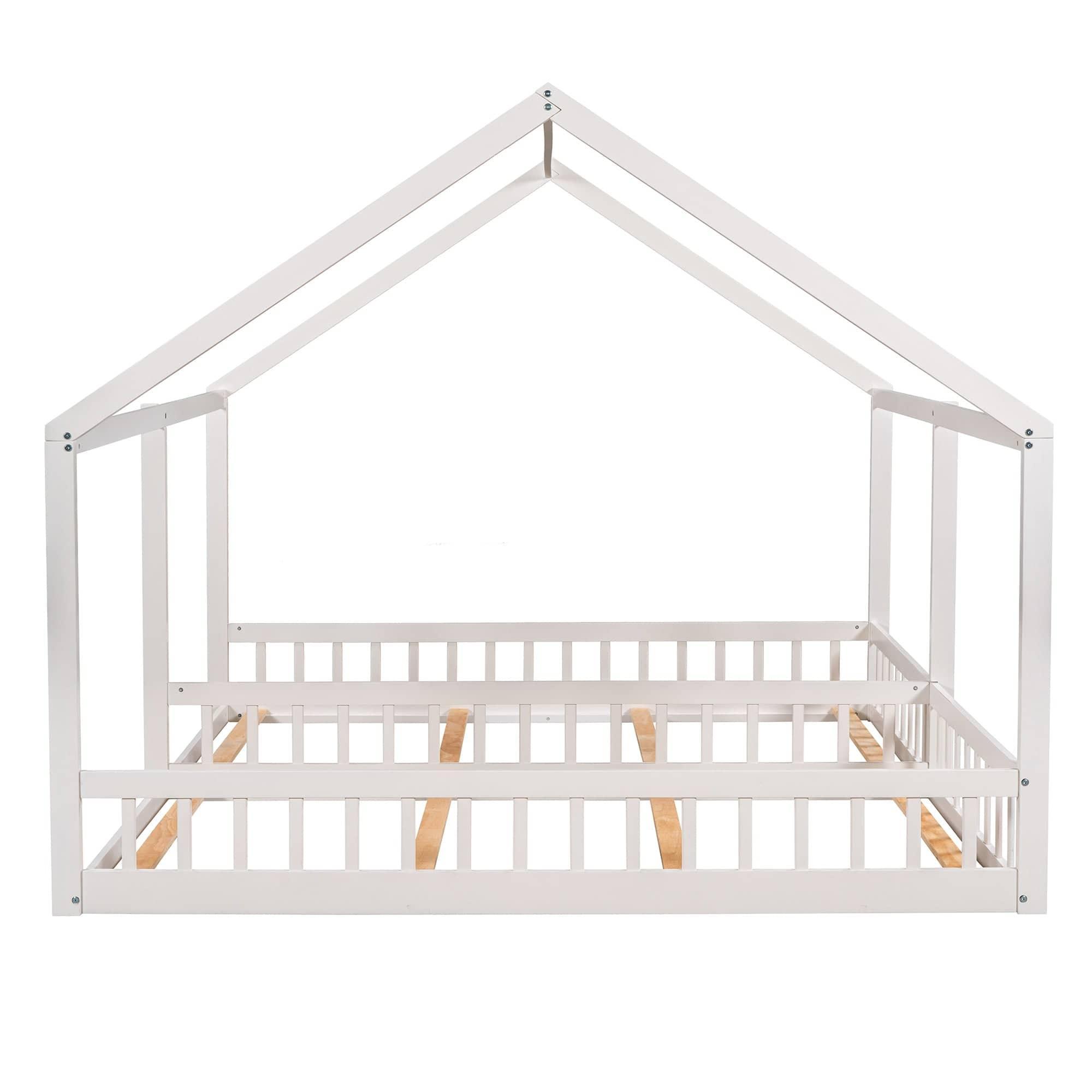 Shop Twin Size House Platform Beds,Two Shared Beds, White Mademoiselle Home Decor