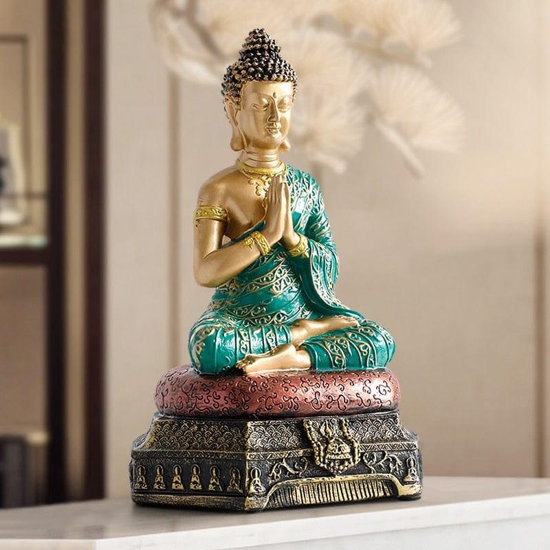 Shop 0 Green with Gold Wisdom Buddha Sculpture Mademoiselle Home Decor