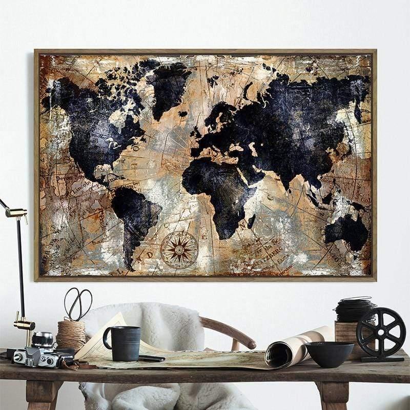 Shop 0 20x30CM NO FRAME / map. SELFLESSLY ART Vintage World Map Canvas Painting Wall Pictures For Living Room Posters And Prints Modern Art Home Wall Decor Mademoiselle Home Decor