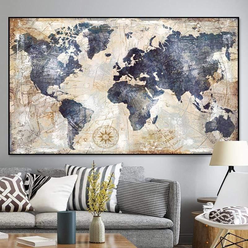 Shop 0 SELFLESSLY ART Vintage World Map Canvas Painting Wall Pictures For Living Room Posters And Prints Modern Art Home Wall Decor Mademoiselle Home Decor