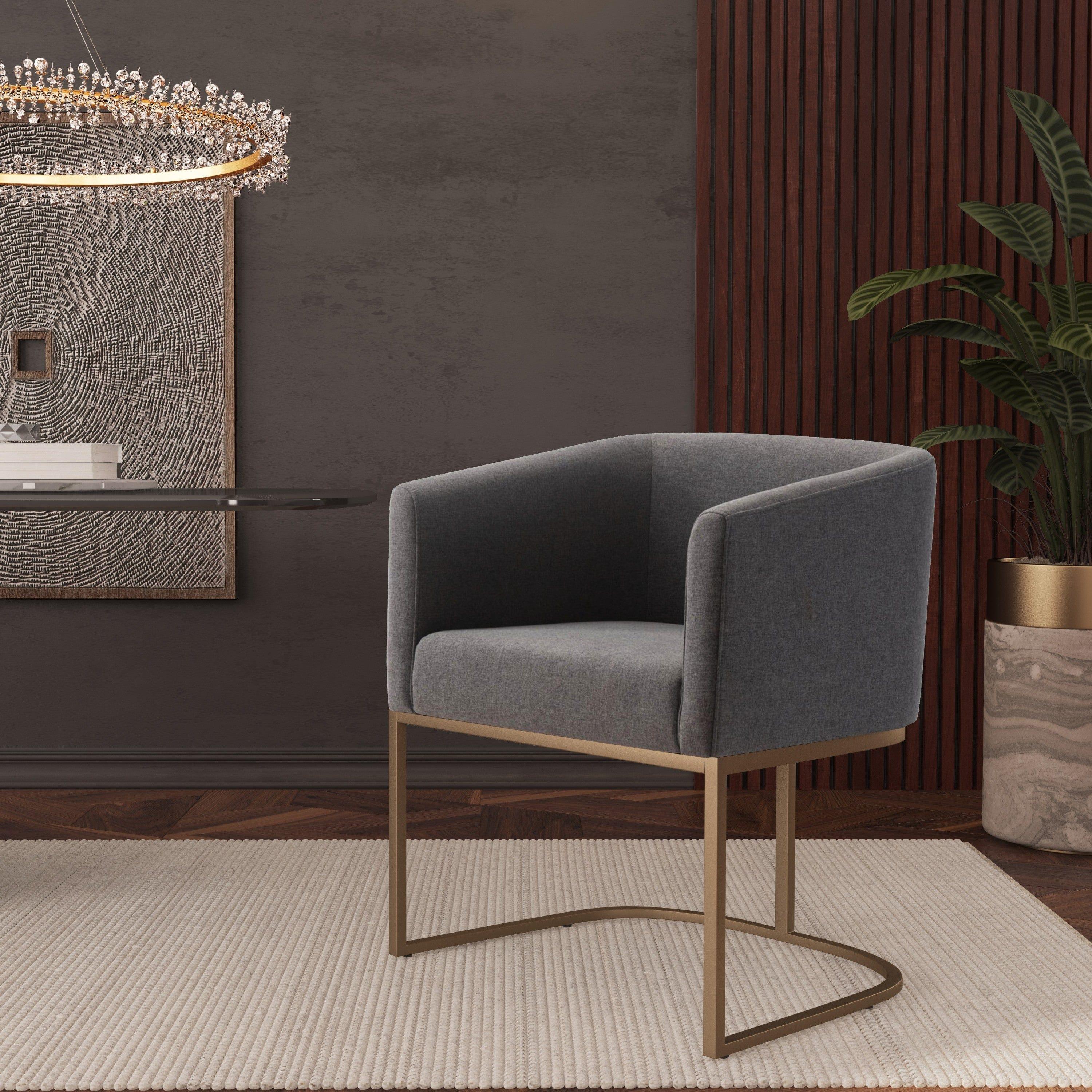 Shop Modrest Yukon Modern Grey Fabric & Antique Brass Dining Chair Mademoiselle Home Decor