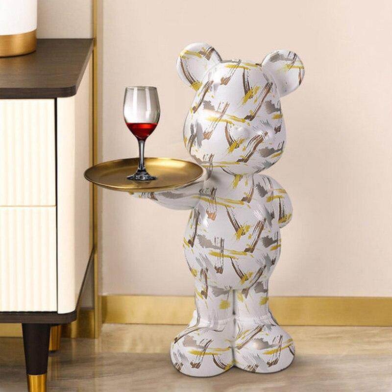 Shop 0 FRP Large Graffiti Bear Statue Decoration Nordic Modern Style Storage Organization Creative Home Accessories Landing Ornaments Mademoiselle Home Decor