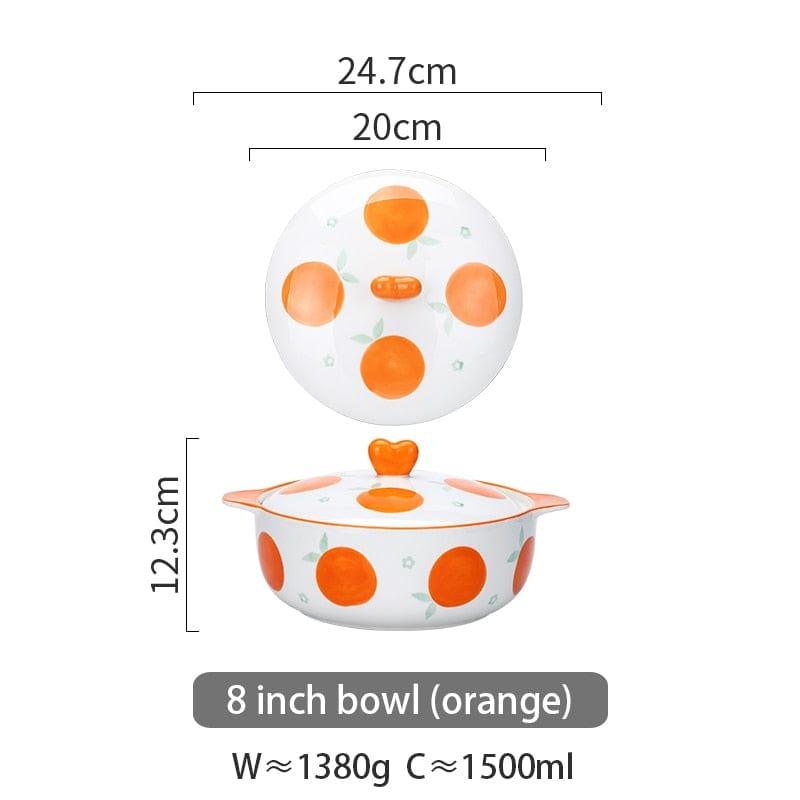 Shop 0 8 inch orange 1.2/1.5L Ceramic Instant Noodle Bowl With Lid Kitchen Soup Cereal Bowl Heat-resistant Underglaze Oven Baking Bowls Mademoiselle Home Decor