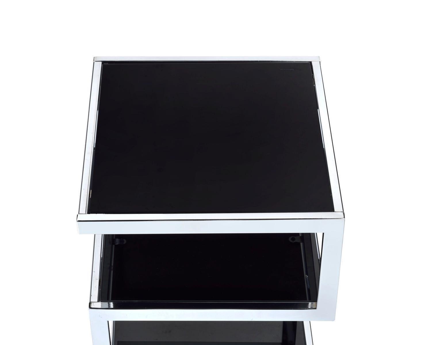 Shop ACME Alyea Side Table in Chrome & Black Glass 81848 Mademoiselle Home Decor