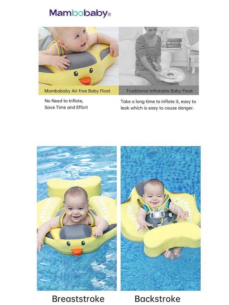 MAMBO™ NON-INFLATABLE DUCK UNDERARM FLOAT SWIM TRAINER WITH UPF50+ CANOPY