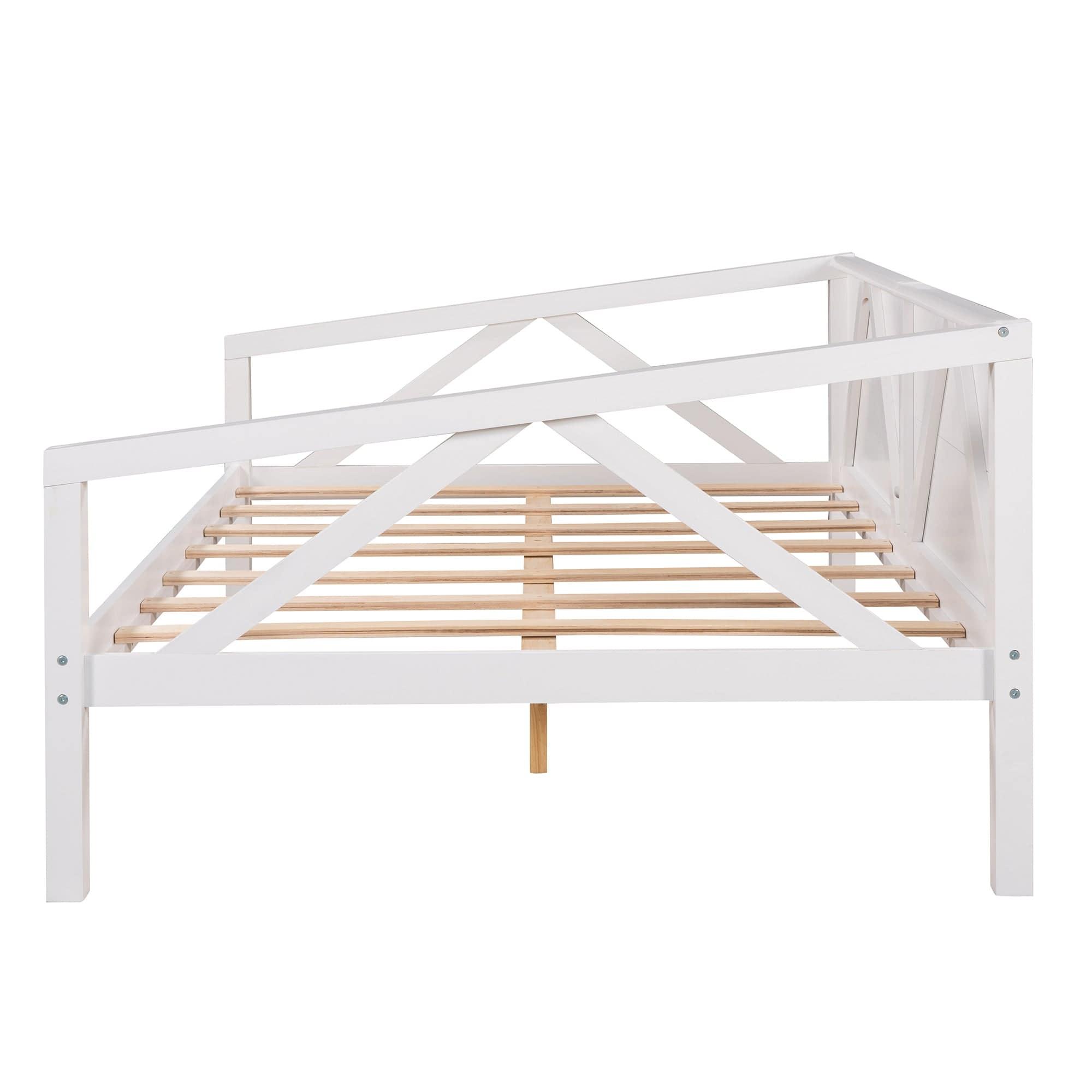 Shop Full size Daybed, Wood Slat Support, White Mademoiselle Home Decor