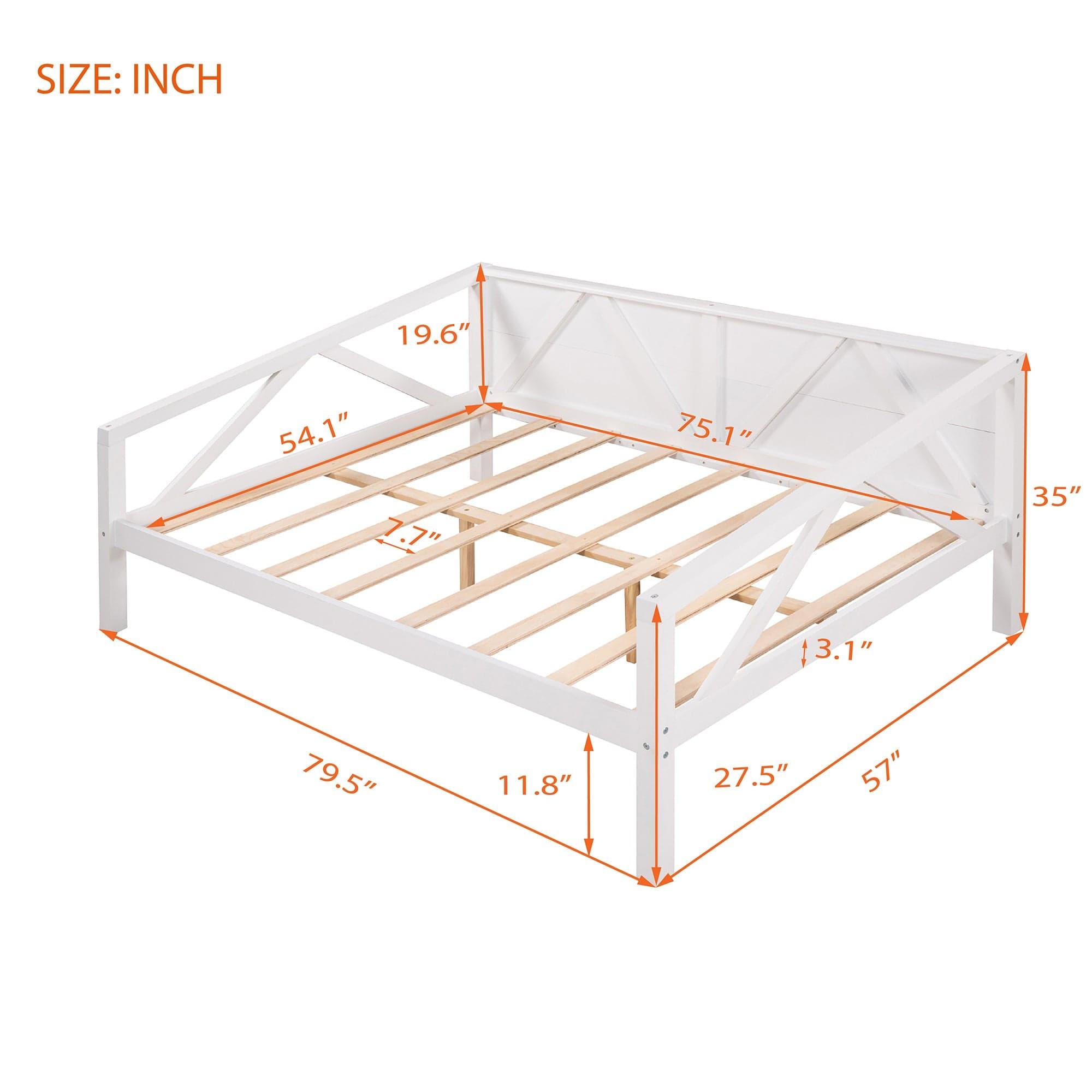 Shop Full size Daybed, Wood Slat Support, White Mademoiselle Home Decor