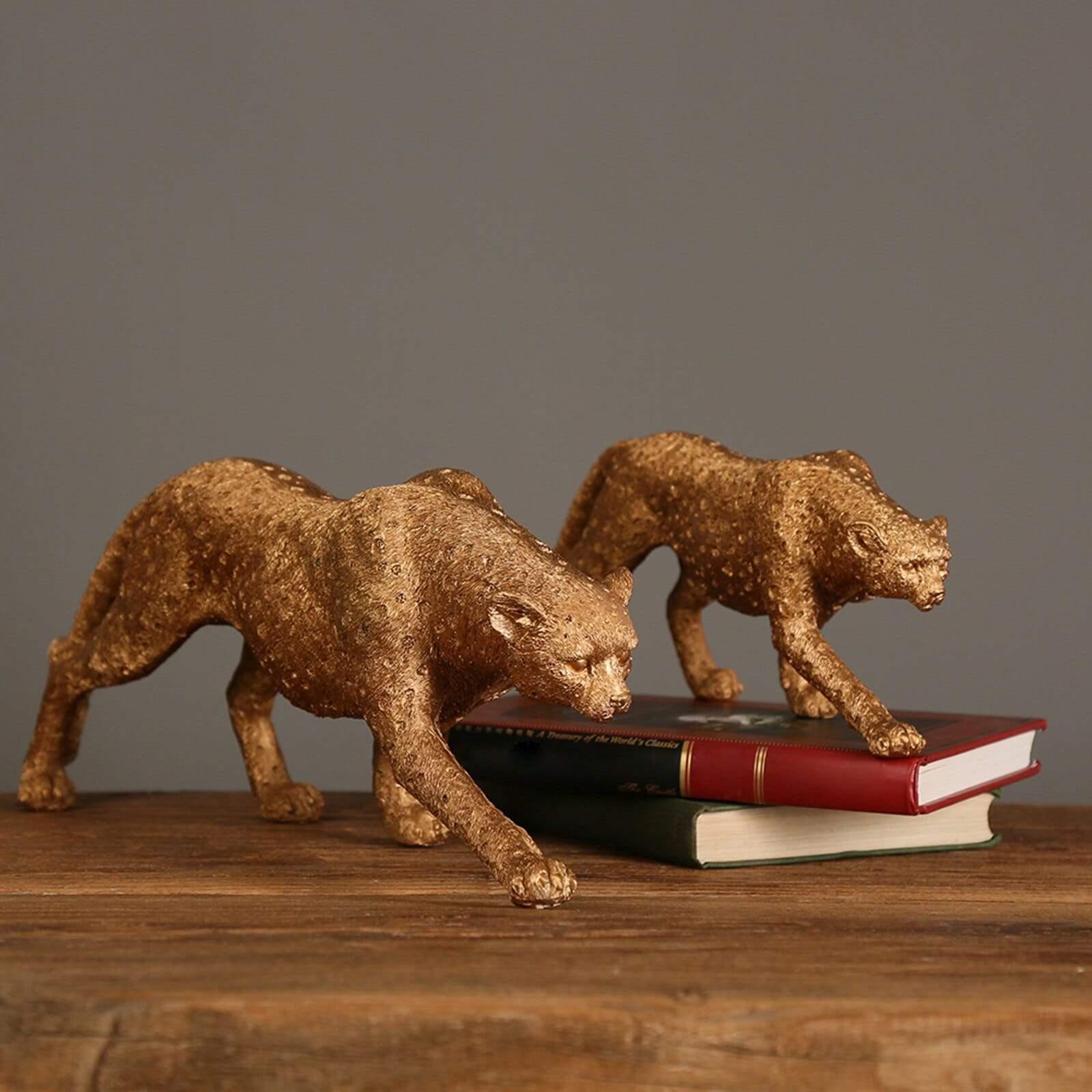 Shop 0 European Golden Panther Statue Animal Leopard Figurine Office Home Decor Mademoiselle Home Decor