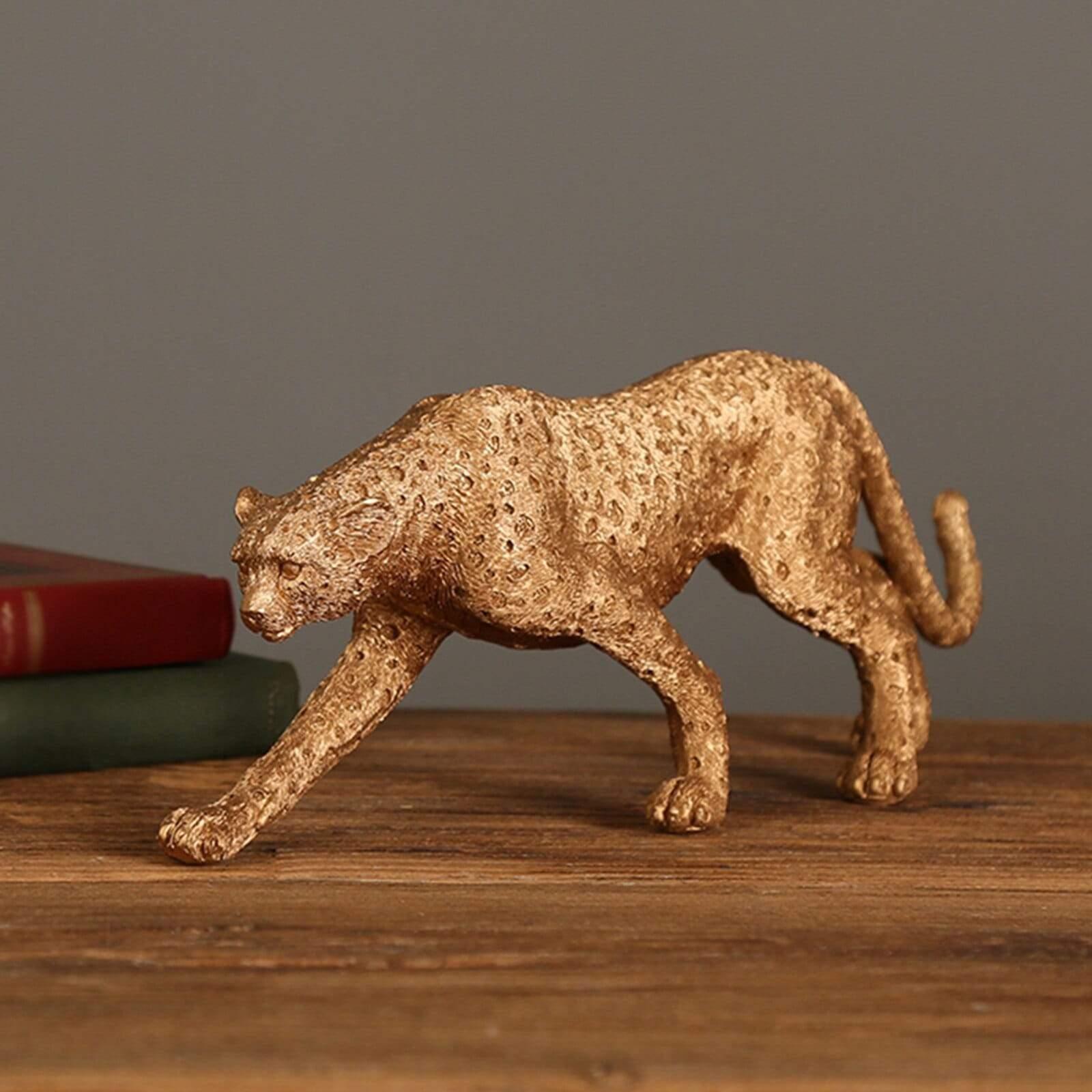 Shop 0 S European Golden Panther Statue Animal Leopard Figurine Office Home Decor Mademoiselle Home Decor