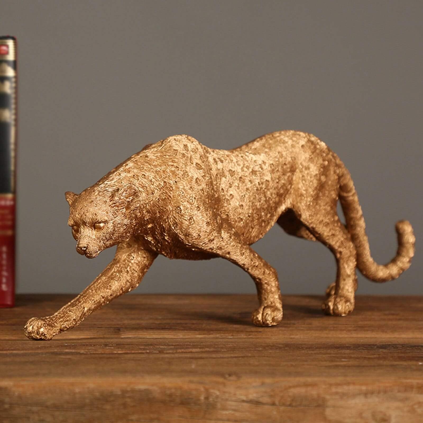 Shop 0 L European Golden Panther Statue Animal Leopard Figurine Office Home Decor Mademoiselle Home Decor