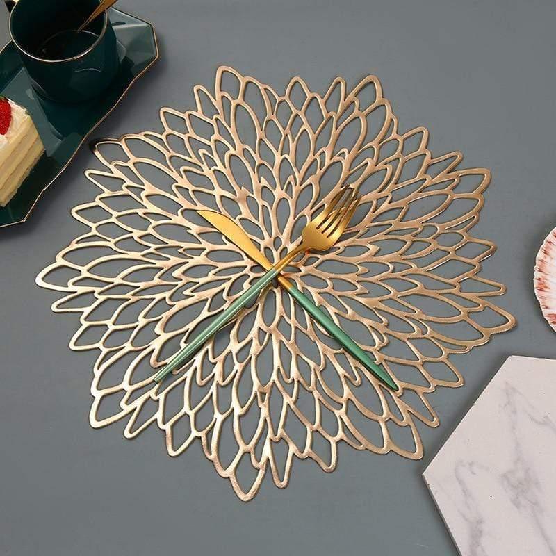 Shop 0 Table Mat Hibiscus Flower Bronzing PVC Placemat Hollow Insulation  Coaster Pads Table Bowl Home Christmas Decor Heat Resistant Mademoiselle Home Decor
