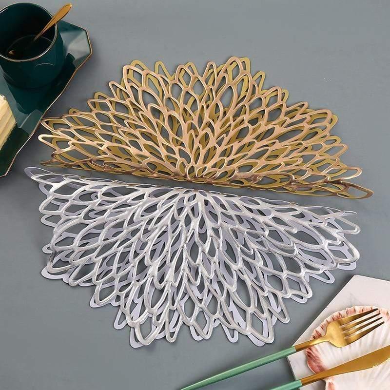 Shop 0 Table Mat Hibiscus Flower Bronzing PVC Placemat Hollow Insulation  Coaster Pads Table Bowl Home Christmas Decor Heat Resistant Mademoiselle Home Decor