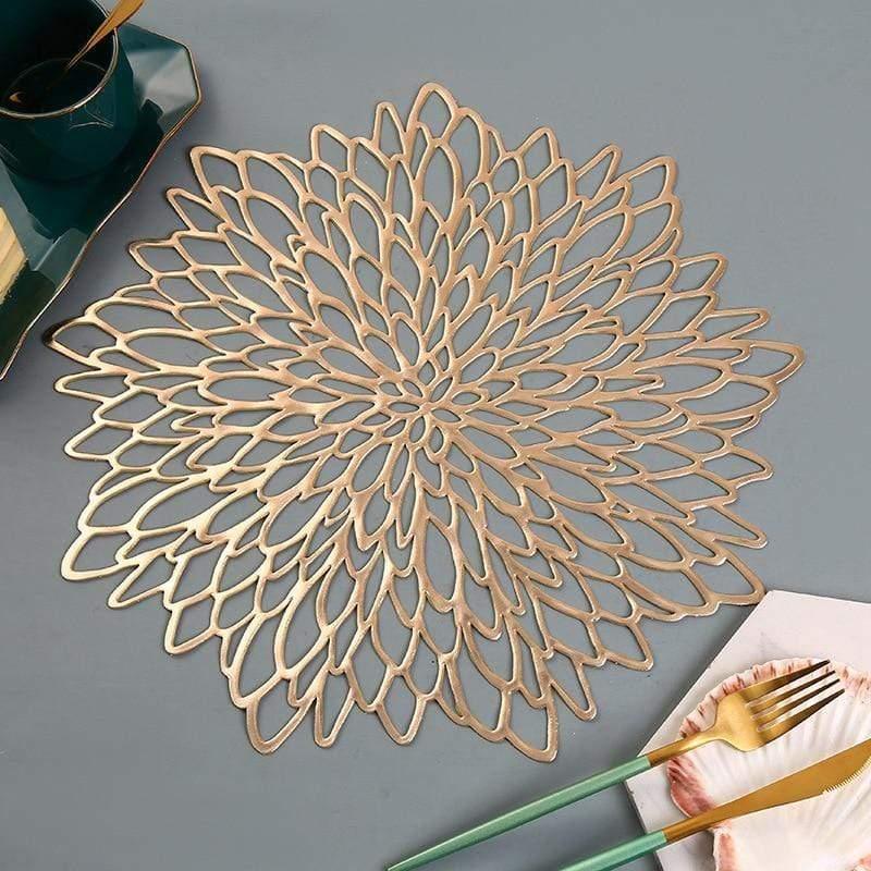 Shop 0 Table Mat Hibiscus Flower Bronzing PVC Placemat Hollow Insulation  Coaster Pads Table Bowl Home Christmas Decor Heat Resistant Mademoiselle Home Decor