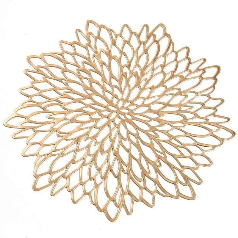 Shop 0 golden Table Mat Hibiscus Flower Bronzing PVC Placemat Hollow Insulation  Coaster Pads Table Bowl Home Christmas Decor Heat Resistant Mademoiselle Home Decor