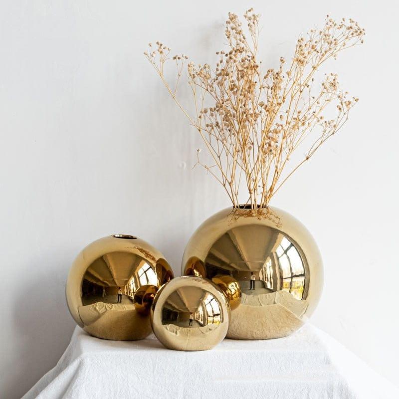 Shop 0 Golden Electroplated Ceramic Ball Flower Vase Modern Art Pot for Interior Home Living Room Office Table Desk Decoration Gifts Mademoiselle Home Decor