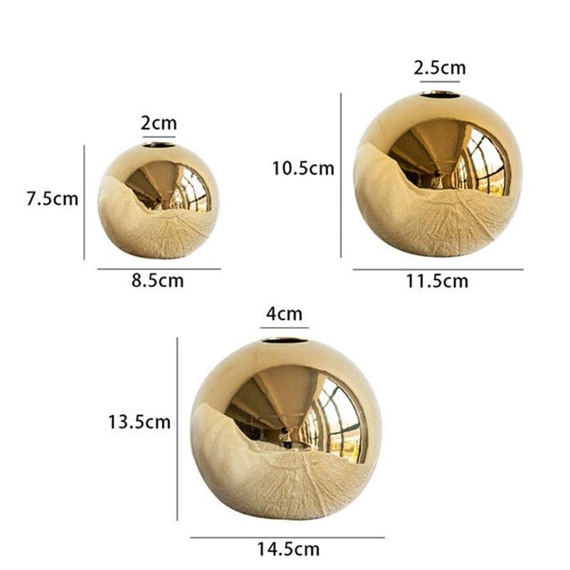 Shop 0 Golden Electroplated Ceramic Ball Flower Vase Modern Art Pot for Interior Home Living Room Office Table Desk Decoration Gifts Mademoiselle Home Decor