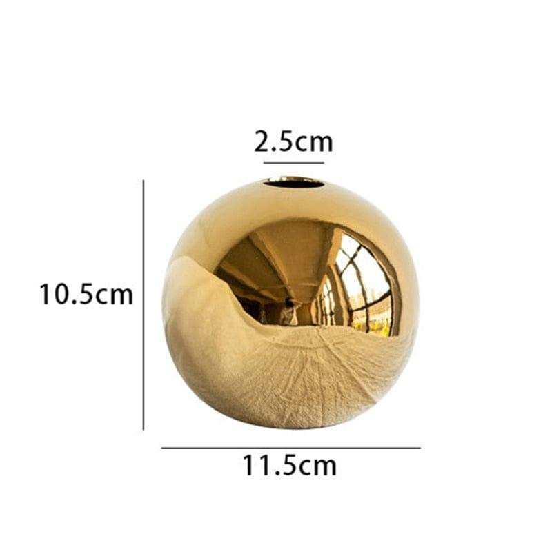 Shop 0 Ball Flower Vase M Golden Electroplated Ceramic Ball Flower Vase Modern Art Pot for Interior Home Living Room Office Table Desk Decoration Gifts Mademoiselle Home Decor