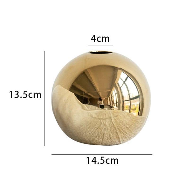 Shop 0 Ball Flower Vase L Golden Electroplated Ceramic Ball Flower Vase Modern Art Pot for Interior Home Living Room Office Table Desk Decoration Gifts Mademoiselle Home Decor