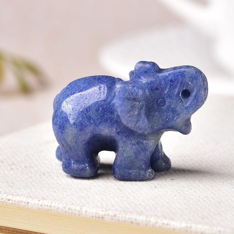 Shop 0 Blue Jade 1PC Natural Crystal Rose Quartz Elephant Amethyst Obsidian Animals Stone Crafts Small Decoration Home Decor Christmas Present Mademoiselle Home Decor