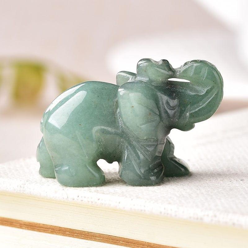 Shop 0 Aventurine 1PC Natural Crystal Rose Quartz Elephant Amethyst Obsidian Animals Stone Crafts Small Decoration Home Decor Christmas Present Mademoiselle Home Decor