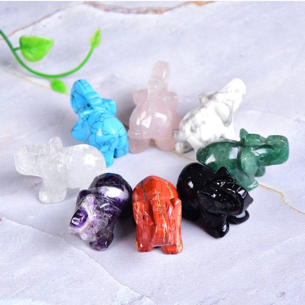 Shop 0 1PC Natural Crystal Rose Quartz Elephant Amethyst Obsidian Animals Stone Crafts Small Decoration Home Decor Christmas Present Mademoiselle Home Decor