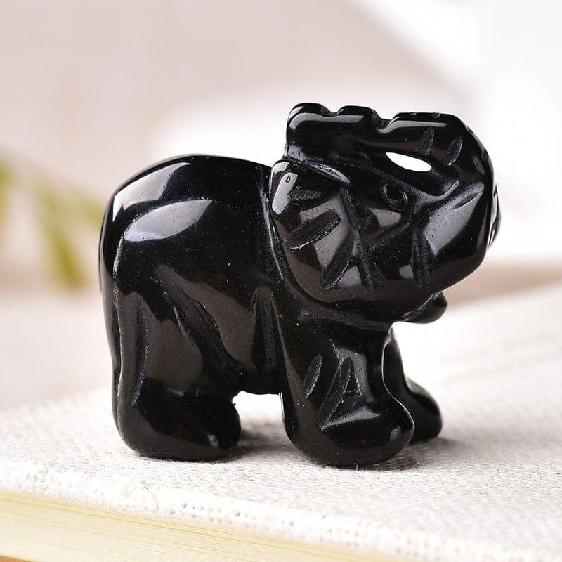 Shop 0 Obsidian 1PC Natural Crystal Rose Quartz Elephant Amethyst Obsidian Animals Stone Crafts Small Decoration Home Decor Christmas Present Mademoiselle Home Decor