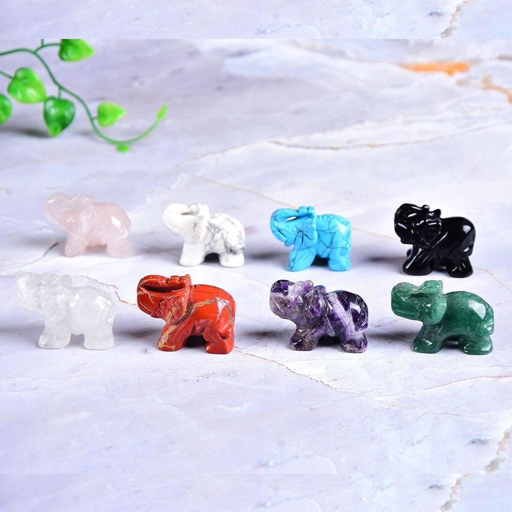 Shop 0 1PC Natural Crystal Rose Quartz Elephant Amethyst Obsidian Animals Stone Crafts Small Decoration Home Decor Christmas Present Mademoiselle Home Decor