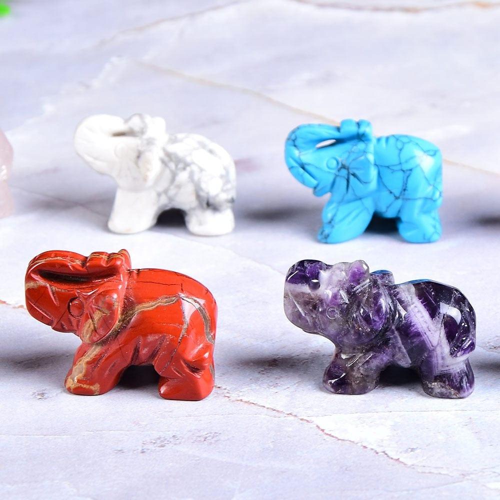 Shop 0 1PC Natural Crystal Rose Quartz Elephant Amethyst Obsidian Animals Stone Crafts Small Decoration Home Decor Christmas Present Mademoiselle Home Decor