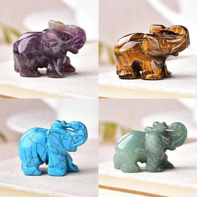 Shop 0 1PC Natural Crystal Rose Quartz Elephant Amethyst Obsidian Animals Stone Crafts Small Decoration Home Decor Christmas Present Mademoiselle Home Decor