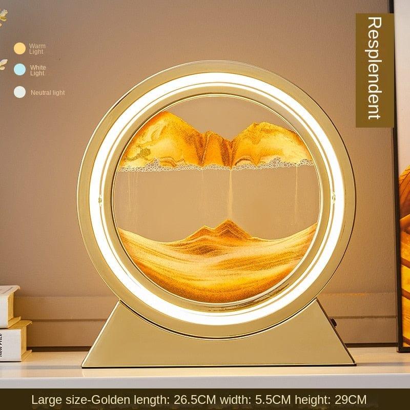 Shop 0 Gold-Orang 29CM 3D Hourglass LED Lamp Quicksand Moving Rotating Art Sand Scene Dynamic Living Room Decoration Accessories Modern Home Decor Gift Mademoiselle Home Decor