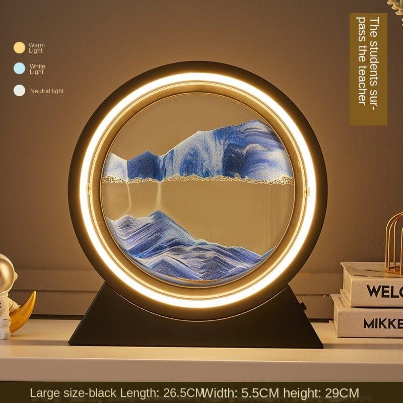 Shop 0 Black-Blue 29CM 3D Hourglass LED Lamp Quicksand Moving Rotating Art Sand Scene Dynamic Living Room Decoration Accessories Modern Home Decor Gift Mademoiselle Home Decor