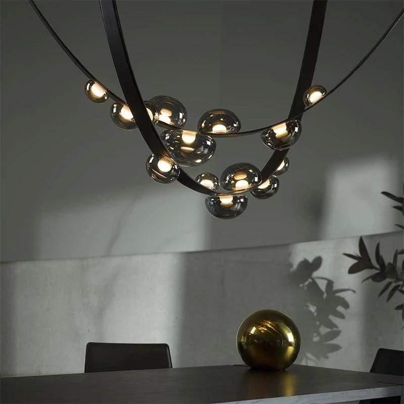 Shop 0 Italian Designer Belt Pendant Llights Transparent Smoky Gray Glasses Hanging Lamp Living Room Decoration Mademoiselle Home Decor