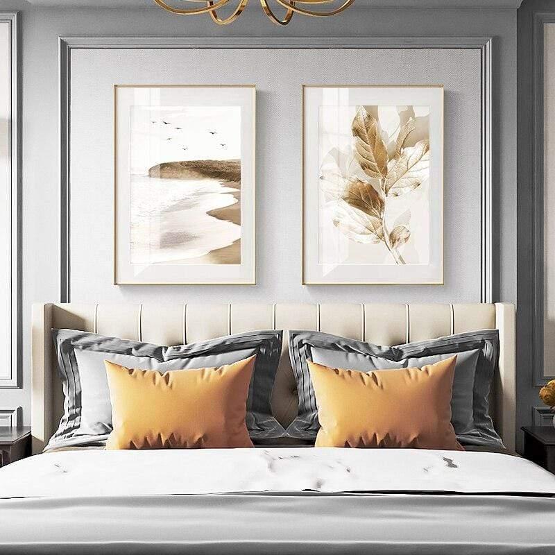 Shop 0 Golden Leaves Flower Canvas Poster Wave Beach Scenery Wall Art Print Painting Nordic Home Decor Modern Pictures for Living Room Mademoiselle Home Decor