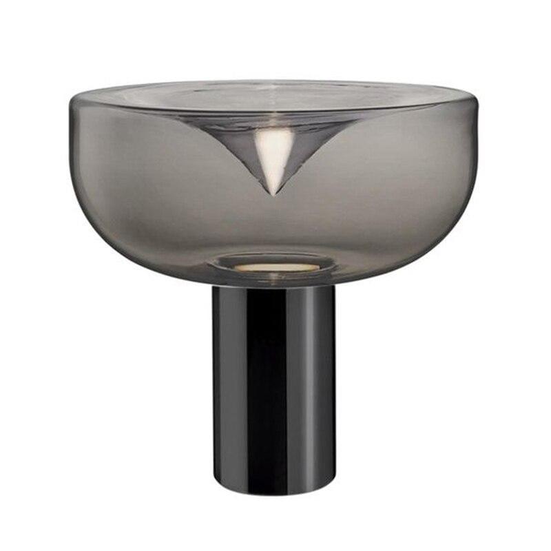 Shop 0 Black gray Nordic Clear Glass Table Lamp Creative Swirl Design Gold Hardware Plating Smoky Gray Bedroom Decoration LED E27 Desk Lamp Mademoiselle Home Decor