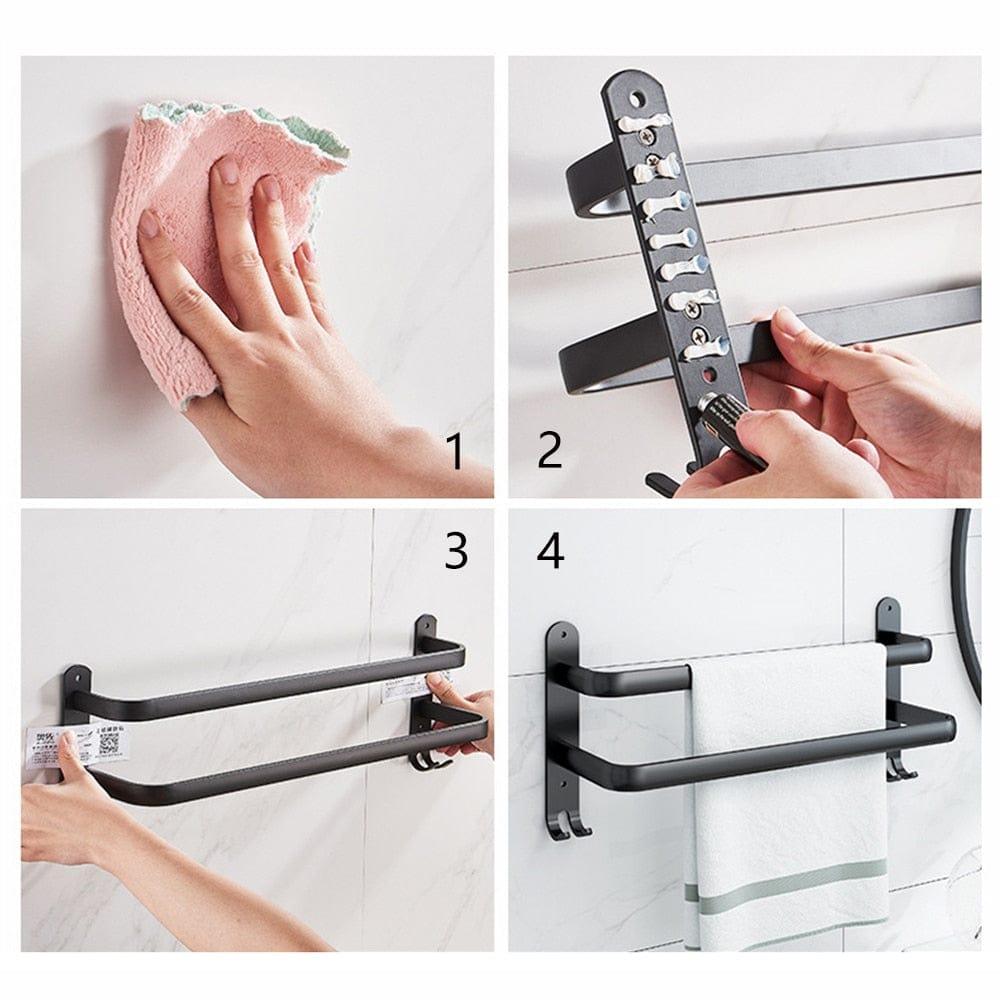 Shop 0 Bathroom Towel Rack 3 Layers No Drill Towel Holder Shower Rack Aluminum alloy Storage Shelf  Bathroom Accessories Mademoiselle Home Decor