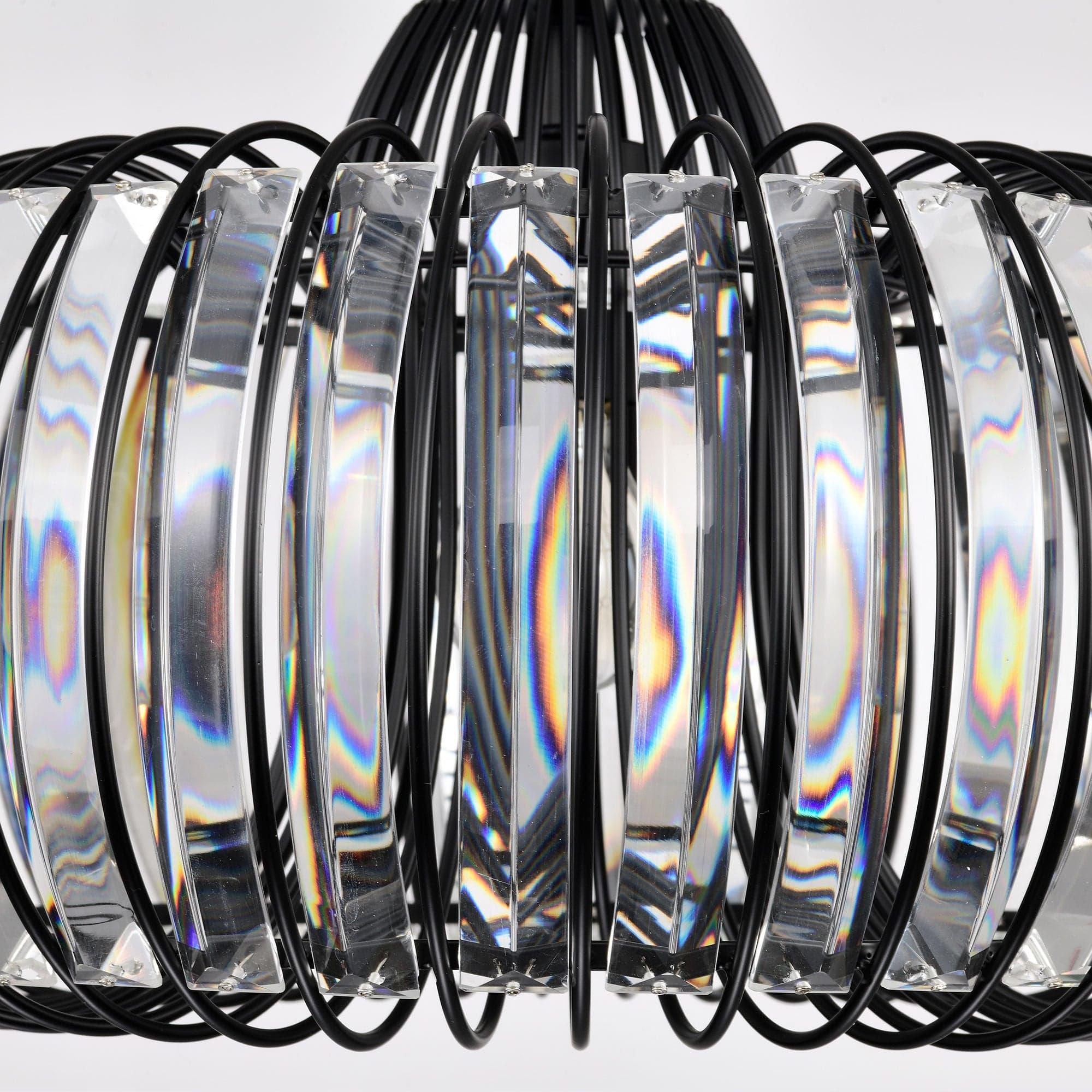 Shop Modern Oblate Black Crystal Chandelier Fixture，Ceiling Pendant light for Living Room, Bedroom, Kitchen, Dining Room, Hallway，Adjustable Color Temperature，Dimmable，120V，E26，W16.5*L31.5 Mademoiselle Home Decor