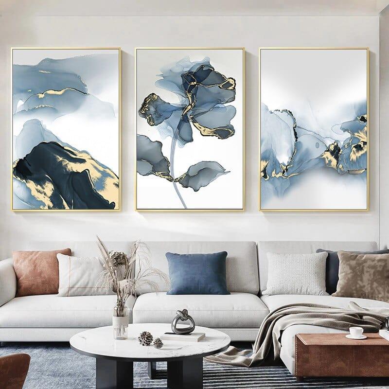 Shop 0 Abstract Fog Mountain Canvas Painting Wall Art Picture Luxury  Blue Marble Flower Poster and Print Home Decor Living Room Design Mademoiselle Home Decor