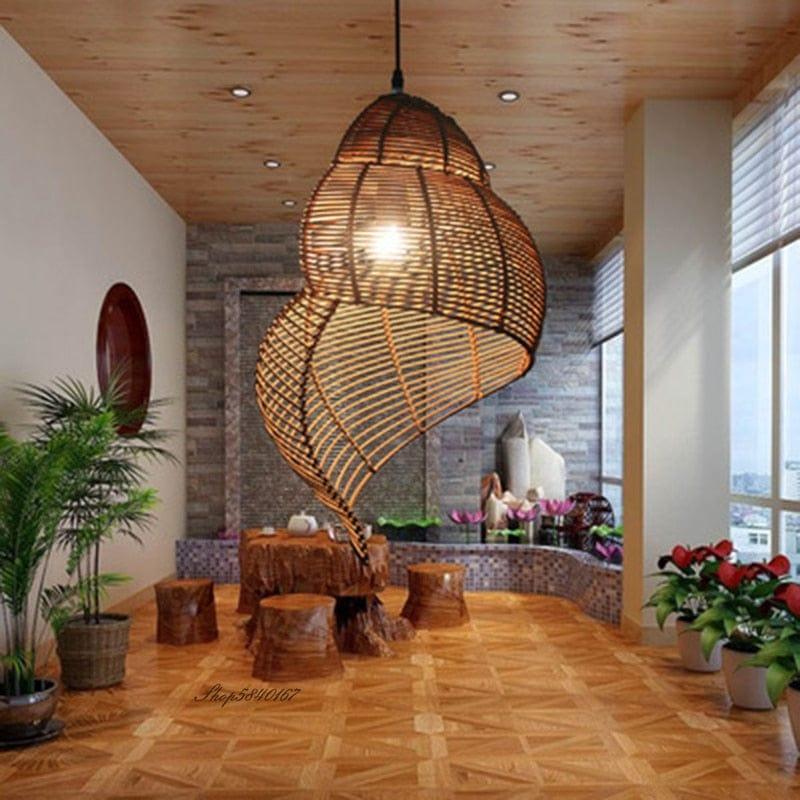 Shop 0 Pastoral Style Conch Rattan Lamp Vintage Pendant Lights Dining Room Decor Lighting Fixtures Cafe Restaurant Suspension Luminaire Mademoiselle Home Decor