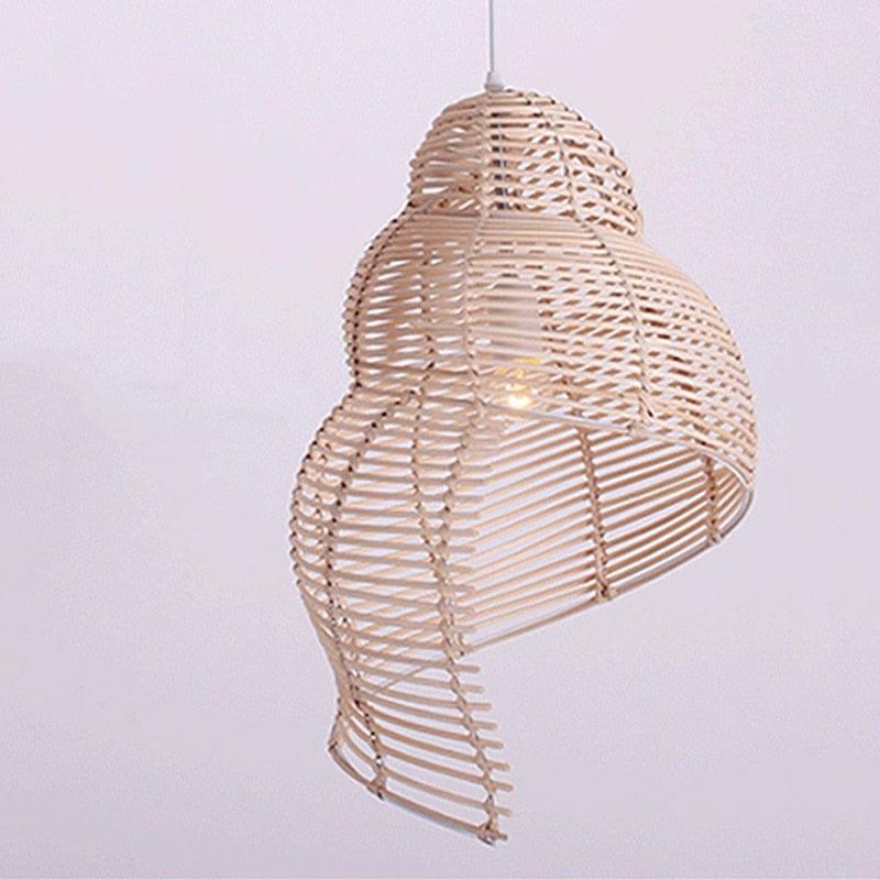 Shop 0 Beige / 35x55cm Pastoral Style Conch Rattan Lamp Vintage Pendant Lights Dining Room Decor Lighting Fixtures Cafe Restaurant Suspension Luminaire Mademoiselle Home Decor