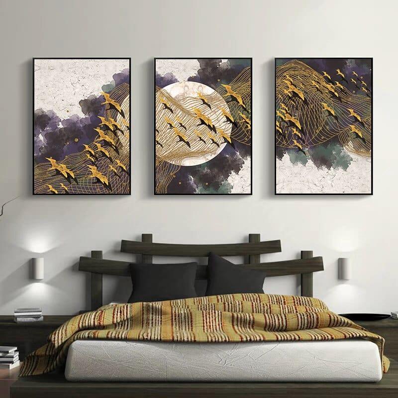 Shop 0 Nordic Scenery Painting Abstract Canvas Painting Home Decor Brid Moon Net Picture Art Print Living Room Wall Decor Home Poster Mademoiselle Home Decor