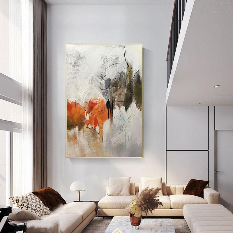 Shop 0 Handmade orange oil painting large modern oil painting hand-painted abstract painting living room wall decoration art picture Mademoiselle Home Decor