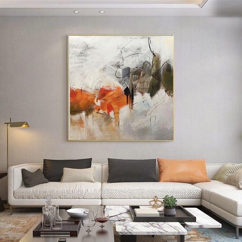 Shop 0 Handmade orange oil painting large modern oil painting hand-painted abstract painting living room wall decoration art picture Mademoiselle Home Decor