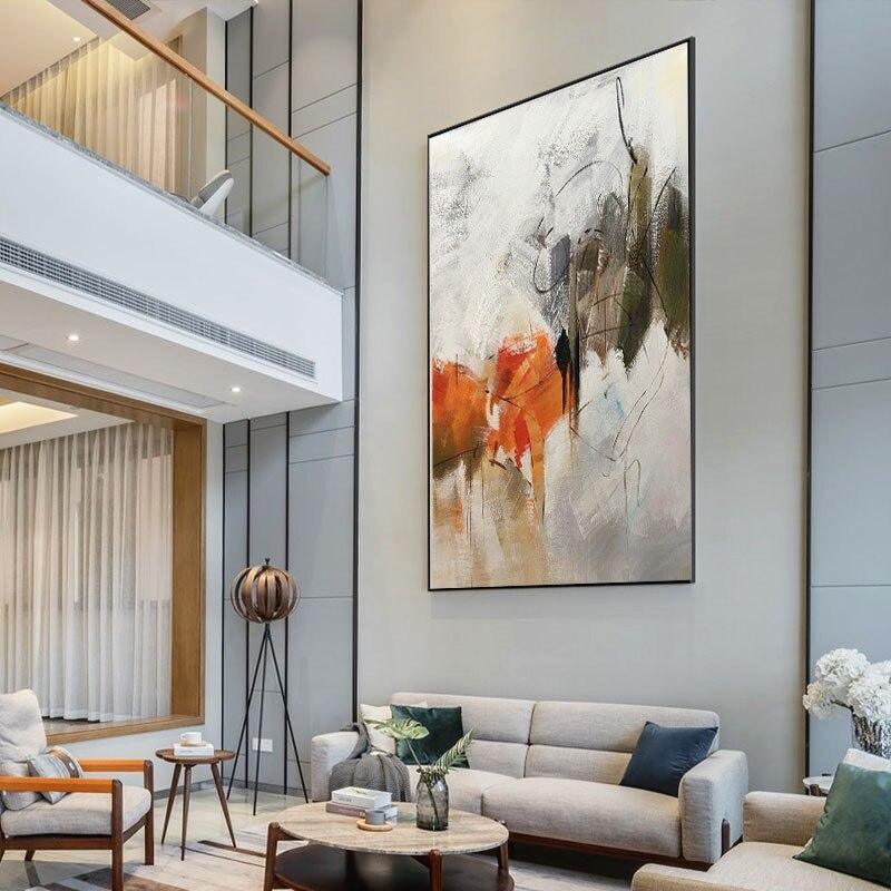 Shop 0 Handmade orange oil painting large modern oil painting hand-painted abstract painting living room wall decoration art picture Mademoiselle Home Decor