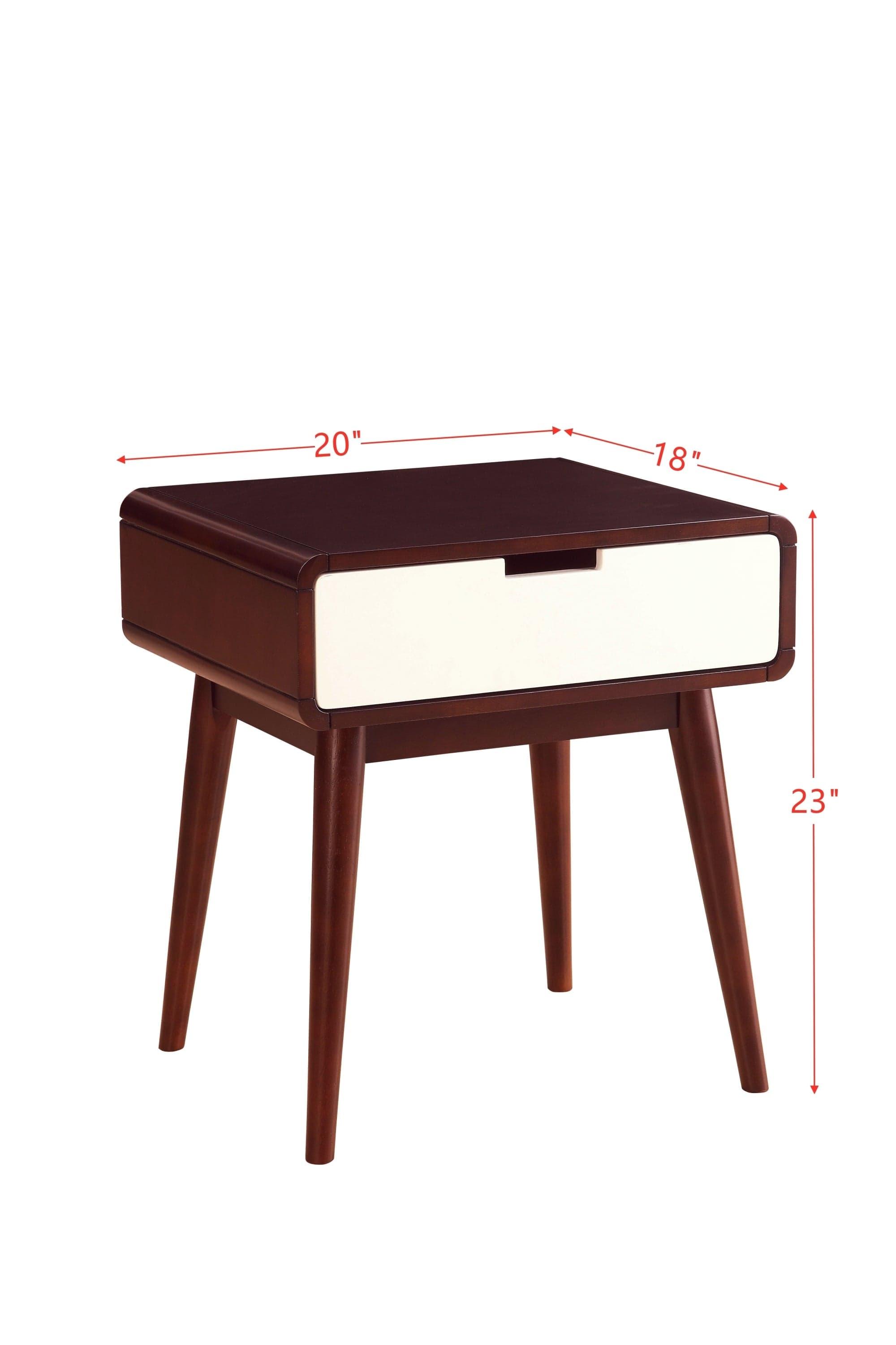 Shop ACME Christa End Table in Espresso & White 82852 Mademoiselle Home Decor