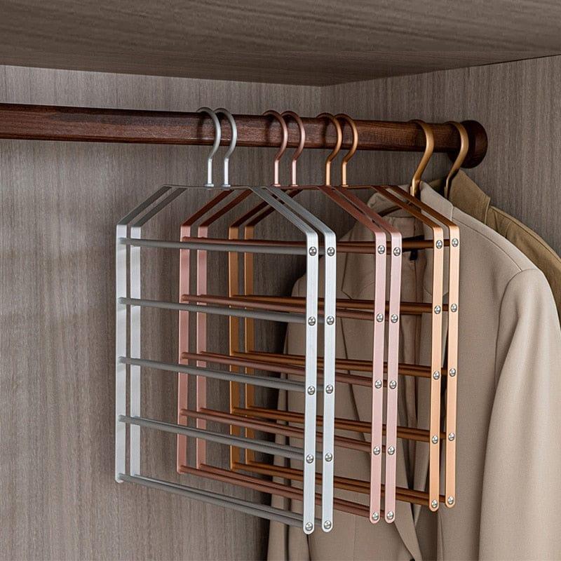 Shop 0 1pc 5 in 1 Pant Hanger for Clothes Hanging Rack Multi-Layer Shelves Closet Storage Organizer Aluminum Alloy Trouser Towel Hanger Mademoiselle Home Decor