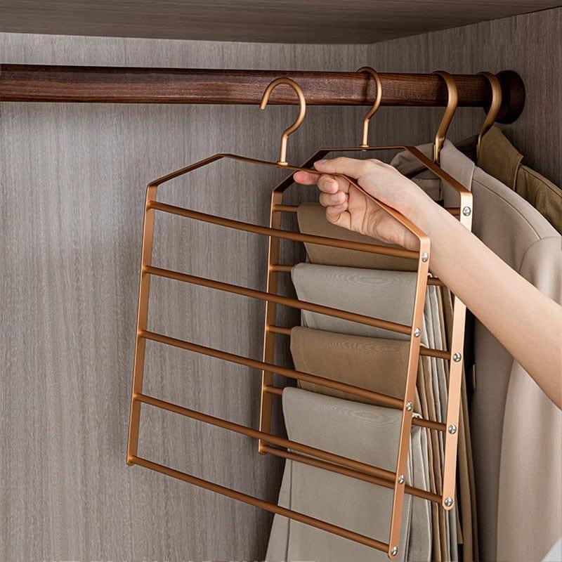 Shop 0 1pc 5 in 1 Pant Hanger for Clothes Hanging Rack Multi-Layer Shelves Closet Storage Organizer Aluminum Alloy Trouser Towel Hanger Mademoiselle Home Decor