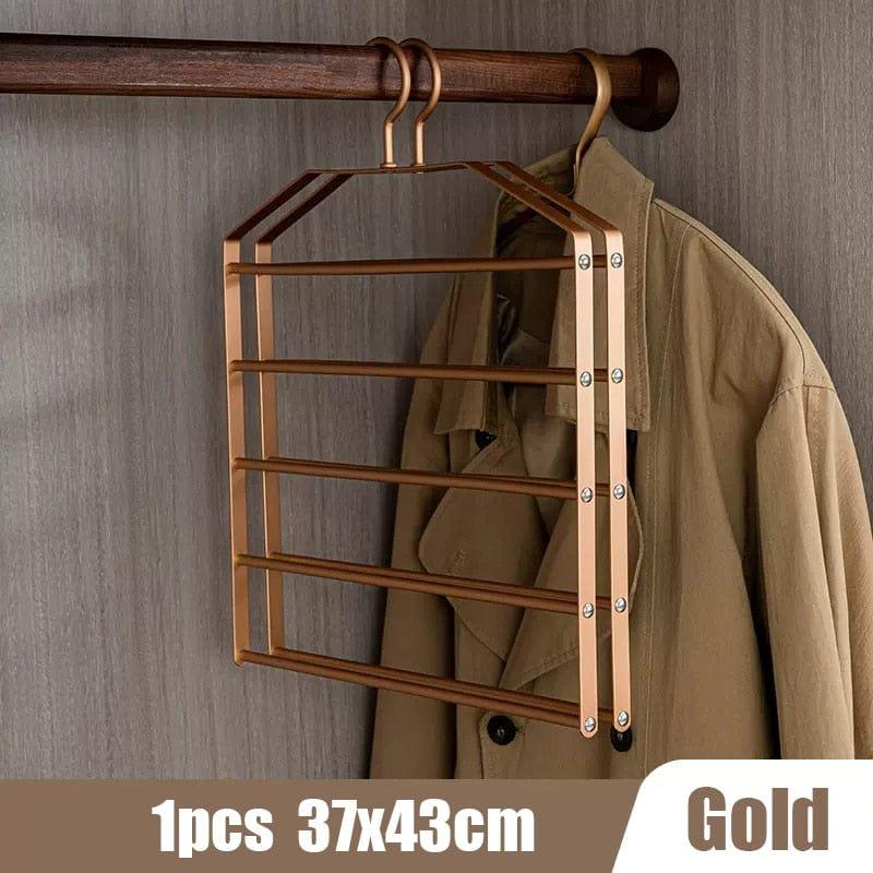 Shop 0 1pc Gold 1pc 5 in 1 Pant Hanger for Clothes Hanging Rack Multi-Layer Shelves Closet Storage Organizer Aluminum Alloy Trouser Towel Hanger Mademoiselle Home Decor