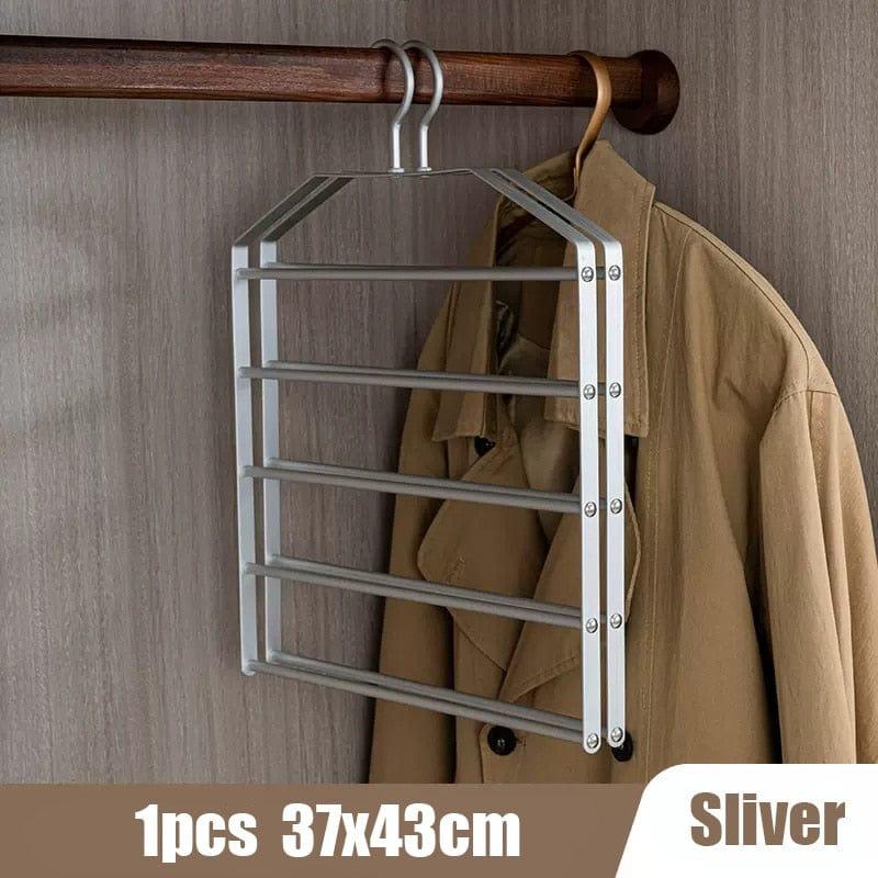 Shop 0 1pc Sliver 1pc 5 in 1 Pant Hanger for Clothes Hanging Rack Multi-Layer Shelves Closet Storage Organizer Aluminum Alloy Trouser Towel Hanger Mademoiselle Home Decor